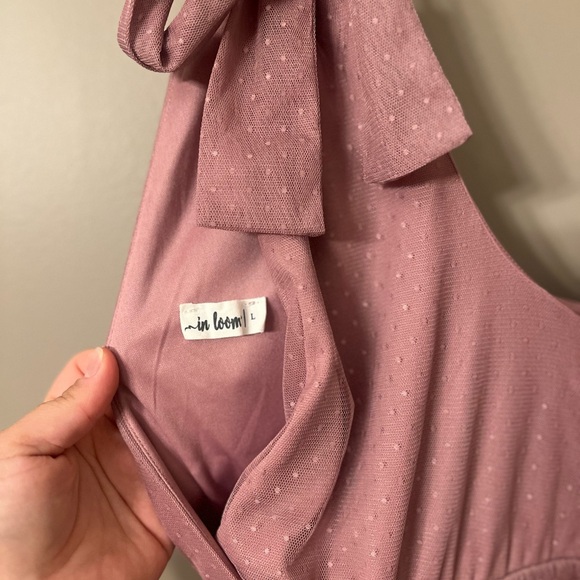 In Loom Dusty Purple Mauve Layered Midi Dress - Picture 11 of 13